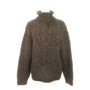 ニット セーター タートルネック 長袖 ウール アルパカ混 ミックスカラー XS 茶 ブラウン /AH6