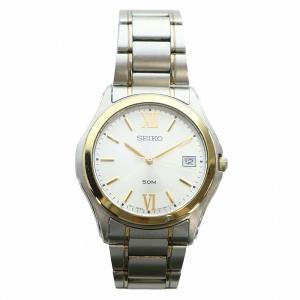 SEIKO 50M 7N42-0EY0 腕時計 ウォッチ クォーツ ローマン デイト カレンダー付き 白文字盤 ゴールド色