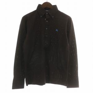 ポロシャツ 長袖 ボタンダウン ロゴ 刺繍 2 M 茶色 ブラウン /XZ GY18