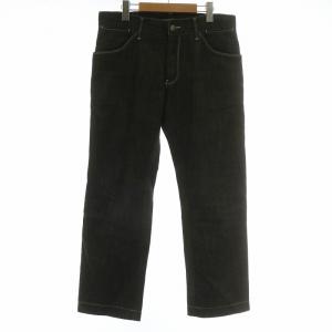 16 CLASSIC デニムパンツ ジーンズ ストレート ジップフライ ロゴ 48 L 黒 ブラック /XZ