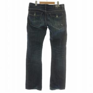BURBERRY BLACK LABEL デニムパンツ ジーンズ ストレート ジップフライ ロゴ 76 M インディゴ 紺 ネイビー BMS01-204-28