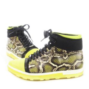 JIMMY CHOO スニーカー レースアップ ハイカット ポインテッドトゥ レザー 革 パイソン スエード 38 24.5cm