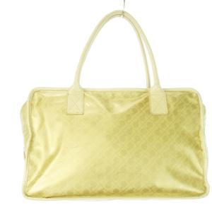 GHERARDINI ハンドバッグ ソフティ レザー 革 PVC ロゴ 総柄 ゴールドカラー /CK10 GY18