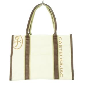 トートバッグ キャンバス レザー ロゴ プリント ベージュ 茶 ブラウン /AH11 GY18