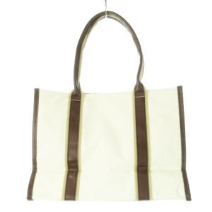 CASTELBAJAC トートバッグ キャンバス レザー 革 プリント ロゴ 白 アイボリー 茶 ブラウン /CK18 GY18