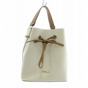 コスタンザ 2WAY ショルダー バッグ ハンド 巾着 シボ革 レザー リボン ロゴ ゴールド金具 白