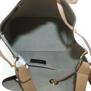 FURLA コスタンザ 2WAY ショルダー バッグ ハンド 巾着 シボ革 レザー リボン ロゴ ゴールド金具 白