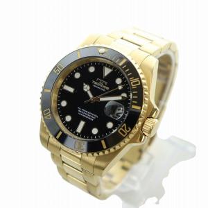 TECHNOS 腕時計 ウォッチ クォーツ 黒文字盤 ロゴ カレンダー付き ゴールド色 T6C00 GY18 /MQ
