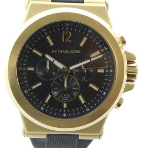 DYLAN 腕時計 ウォッチ クロノグラフ クォーツ カレンダー付き 黒文字盤 ロゴ ゴールド色 MK-8325