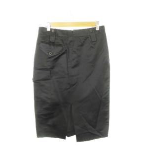 GUCCI タイトスカート カーゴ ひざ丈 シルク 絹 サテン 42 L 黒 ブラック /AH24 GY18