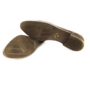 TRUSSARDI ローファー レザー 革 クロコ型押し ロゴ ベルト 24 茶 ブラウン /CK13 GY17