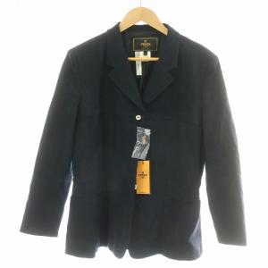 テーラードジャケット ブレザー アウター 4B リネン 麻 ノーベント 総裏地 メタルボタン 48 紺