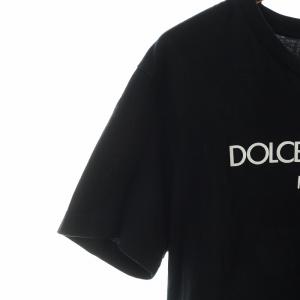 DOLCE&GABBANA Tシャツ プリント ロゴ 刺繍 44 XS ブラック G8PD7Z