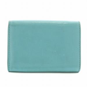 BALENCIAGA ペーパーミニウォレット 財布 三つ折り レザー ロゴ 水色 ライトブルー /XZ OH GY17