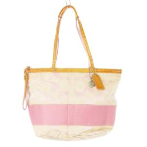 ハンドバッグ キャンバス レザー 革 シグネチャー 切替 ライン ピンク F13548 /CK9 GY18