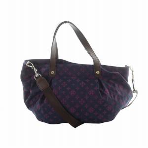 ショルダーバッグ ハンド 2WAY ナイロン ロゴ 総柄 ポーチ付き 紫 GY18 /MQ