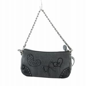 Think Bee リボンズ ショルダーバッグ ハンド 2WAY ラインストーン ビジュー ロゴ グレー GY18 /MQ