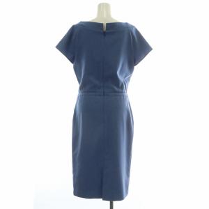 SHIPS ワンピース ドレス 半袖 ひざ丈 ボートネック 38 M 青 ブルー 314-52-2085 /XZ GY18