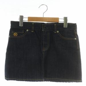 タイトスカート デニム ミニ丈 星 スター ステッチ ロゴ ジップフライ XXS インディゴ 紺 ネイビー
