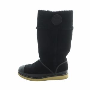 サイドロゴ ムートンブーツ ロング スエード ボア 7 24cm 黒 ブラック 33128511 GY18