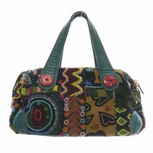 リッピ ボストンバッグ ハンド ミニ ゴブラン織り レザー 刺繍 スパンコール 総柄 マルチカラー /XZ