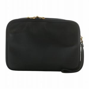 dunhill クラッチバッグ セカンドバッグ レザー ストラップ ロゴ ゴールド金具 黒 ブラック /XZ GY18