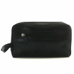 セカンドバッグ クラッチバッグ レザー Wファスナー メデューサ ロゴ 型押し 黒 ブラック /XZ GY18