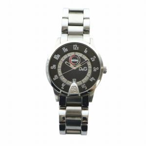 D&G 腕時計 ウォッチ クォーツ 黒文字盤 カレンダー付き ロゴ シルバー色 GY18 /MQ