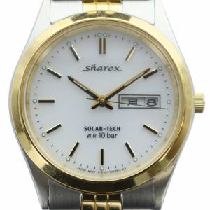 シャレックス sharex SOLAR-TECH 腕時計 ウォッチ ソーラー 白文字盤 ロゴ カレンダー付き