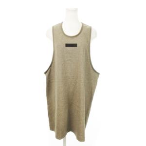 タンクトップ ラウンドネック ロゴ ラバー オーバーサイズ L 茶 ブラウン /MN20 GY18