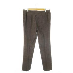 CELINE スラックスパンツ ストレート ストレッチ チェック 総柄 ロゴプレート 40 S 茶 ブラウン /AO2