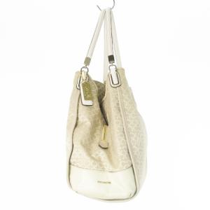 COACH トートバッグ ハンドバッグ キャンバス ジャカード レザー 革 オプアート ロゴ 白 アイボリー 30682