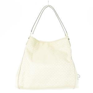 COACH トートバッグ ハンドバッグ キャンバス ジャカード レザー 革 オプアート ロゴ 白 アイボリー 30682