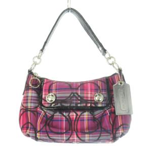 POPPY ハンドバッグ 2way ショルダーバッグ ナイロン レザー 革 プリント シグネチャー ロゴ