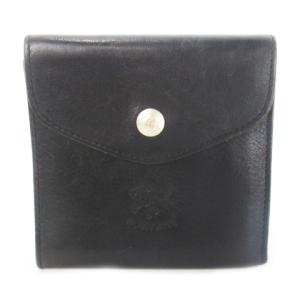 二つ折り財布 ウォレット 小銭入れあり レザー 革 ロゴ型押し 黒 ブラック /CK30 GY18