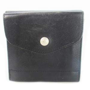 IL BISONTE 二つ折り財布 ウォレット 小銭入れあり レザー 革 ロゴ型押し 黒 ブラック /CK30 GY18