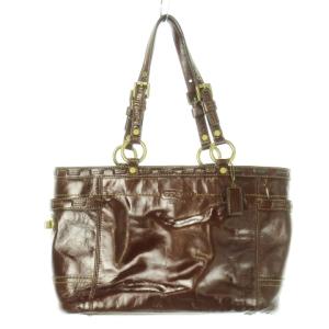 ハンドバッグ レザー 革 パテント ツヤ ロゴ型押し ステッチ 茶 ブラウン F11500 /CK13