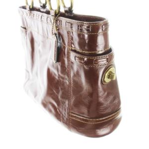 COACH ハンドバッグ レザー 革 パテント ツヤ ロゴ型押し ステッチ 茶 ブラウン F11500 /CK13