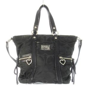 ショルダーバッグ 2way ハンドバッグ キャンバス レザー 革 シグネチャー ハートチャーム ギャザー