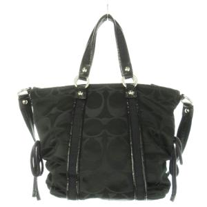 COACH ショルダーバッグ 2way ハンドバッグ キャンバス レザー 革 シグネチャー ハートチャーム ギャザー