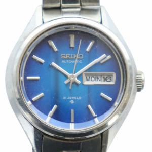 腕時計 ウォッチ 自動巻き カレンダー付き 21石 カットガラス 青文字盤 ロゴ シルバー色 2706-0300