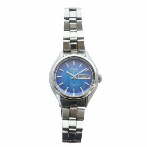 SEIKO 腕時計 ウォッチ 自動巻き カレンダー付き 21石 カットガラス 青文字盤 ロゴ シルバー色 2706-0300