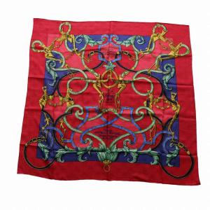 カレ90 L’INSTRVCTION DV ROY 帝王学 大判スカーフ ストール ロゴ 総柄 絹 シルク