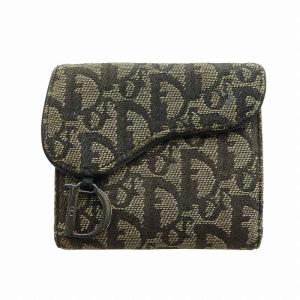 二つ折り財布 ウォレット ロゴ キャンバス レザー サドル トロッター 茶 ブラウン GY18 /MQ