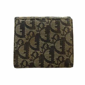 Christian Dior 二つ折り財布 ウォレット ロゴ キャンバス レザー サドル トロッター 茶 ブラウン GY18 /MQ