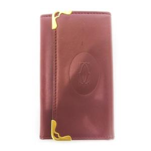 キーケース 3つ折り レザー 革 ロゴ型押し 4連 赤 レッド /CK31 GY18