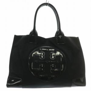 エラ ELLA ハンドバッグ トート ナイロン エナメル ロゴ マグネット 黒 ブラック /XZ GY18