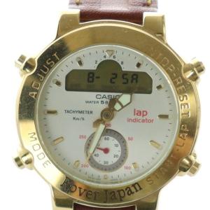 腕時計 ウォッチ クォーツ アナデジ カレンダー付き ロゴ レザーベルト ゴールド色 GPZ-501 GY18