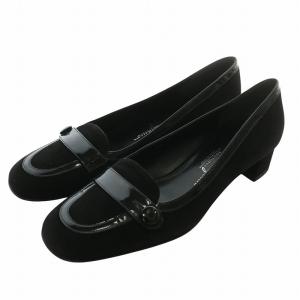 パンプス スエード エナメル 7 ブラック