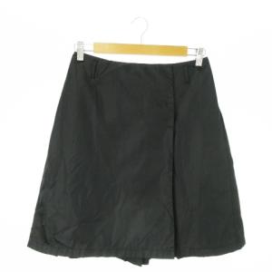 ラップスカート フレア タック ひざ丈 ナイロン 40 S 黒 ブラック /AO22 GY18